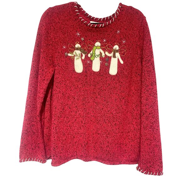 Christopher & Banks Embroidered Holiday Pullover Snowman Sweater Red XL - Picture 6 of 15